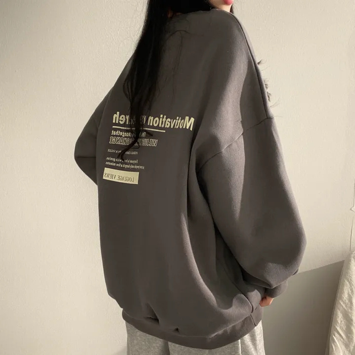 衛衣女裝中長款2023年新款韓版字母小眾棉寬鬆春秋冬加絨上衣薄款