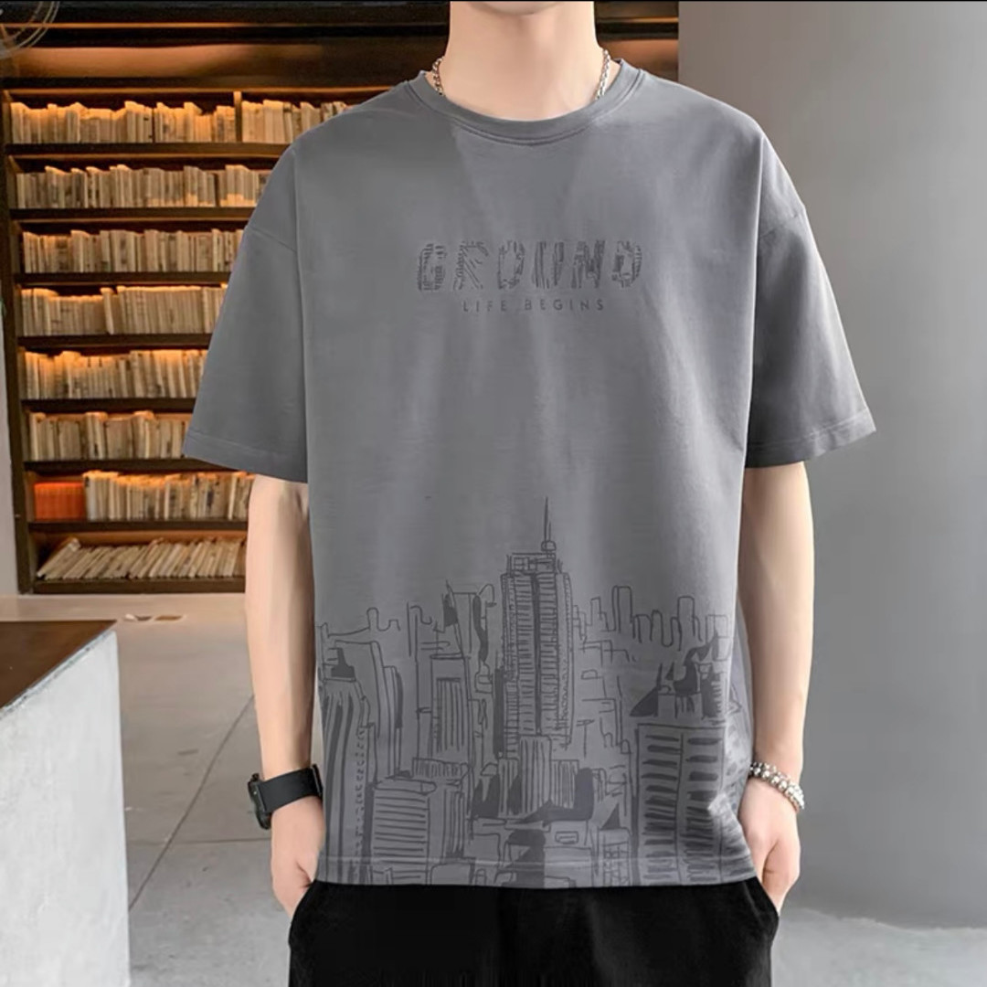 Summer men's short-sleeved t-shirt student trend tide brand Korean version top clothes new half-sleeve T-shirt men's tide 1/2 piece