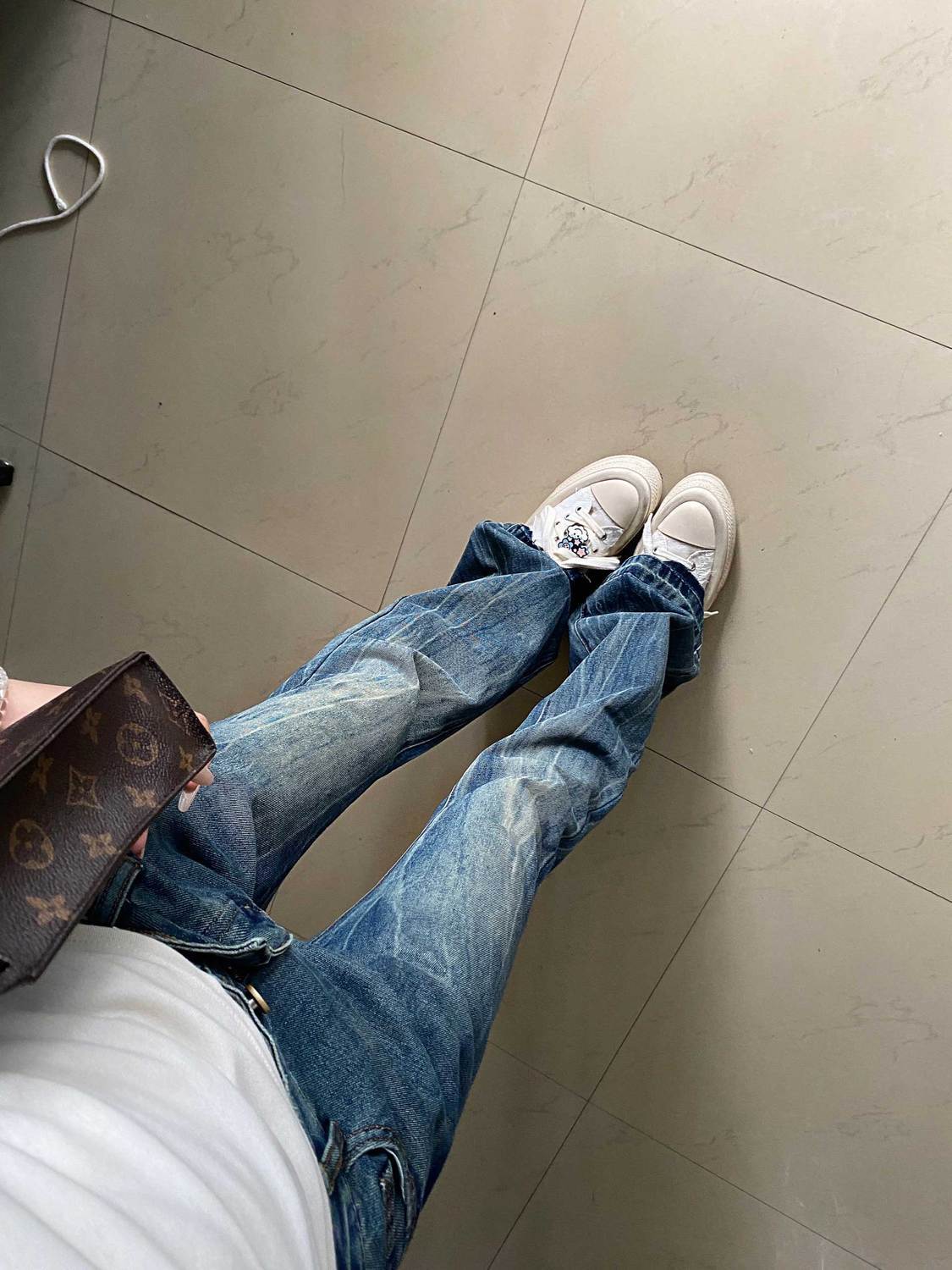 秋季美式高街復古微喇牛仔褲女bf風低腰修身顯瘦辣妹拖地喇叭長褲