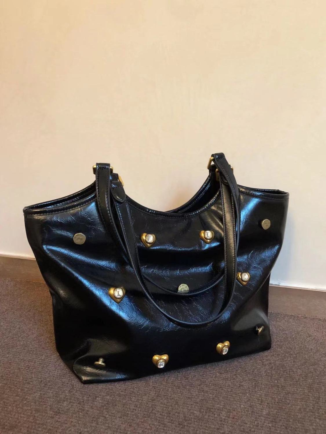 Forest style high-looking niche design large-capacity tote bag for women early autumn retro lazy style brown soft leather shoulder bag