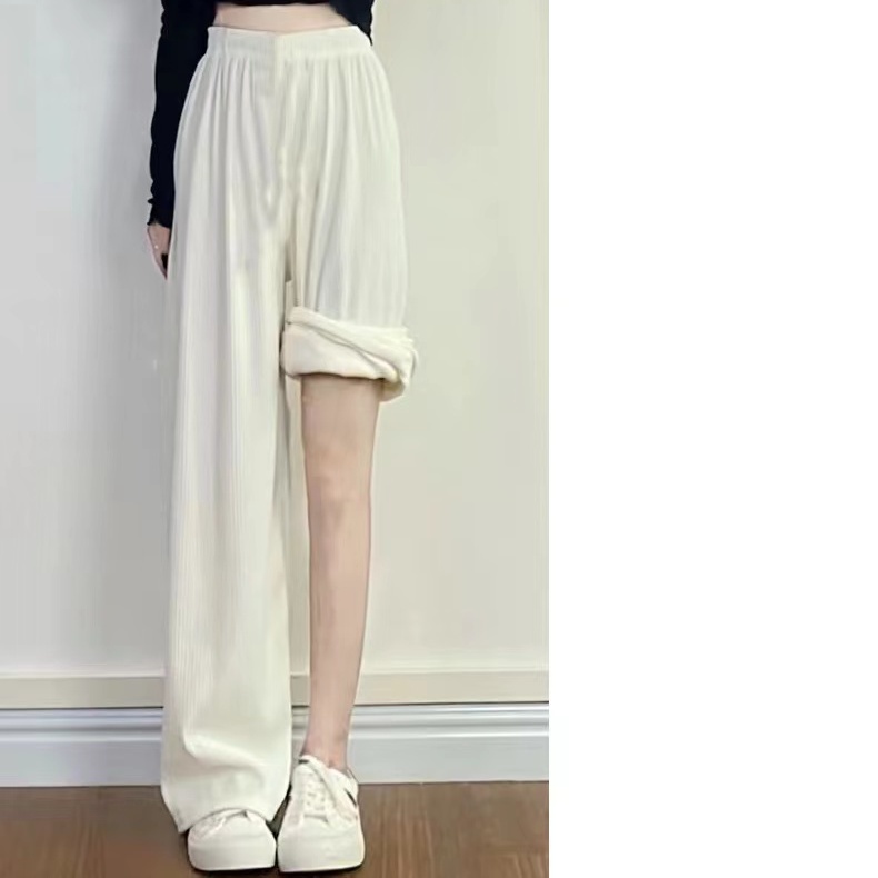 Ice silk high-waisted wide-leg pants women's spring and summer small vertical straight-leg pants women's Korean version loose and high casual mopping pants