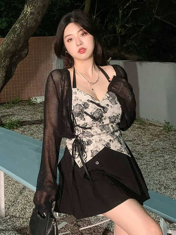 大碼女裝2022早秋辣妹不規則背心吊帶顯瘦上衣純欲胖mm半身裙套裝
