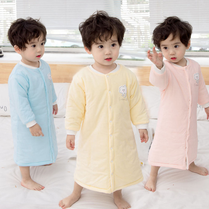 Children's one-piece pajamas thickened baby's robe warm baby's Nightgown spring and winter children's bathrobe clip cotton men and women