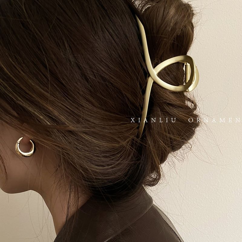 High-end metal grabber female large back head shark clip hairpin 2022 new high-end clip headband hairpin