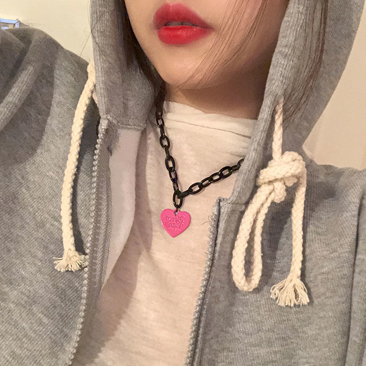 Love Necklace Women's Trendy Net Red Ins Hip Hop Personality Design Clavicle Chain 2020 New Sweater Chain Short Section