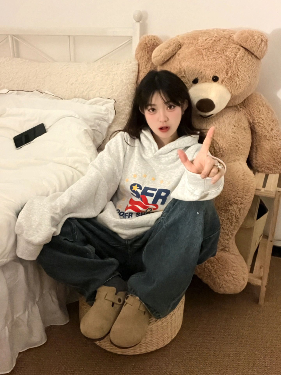 美式hiphop連帽衛衣女春秋2023薄款寬鬆休閒百搭減齡洋氣潮牌上衣
