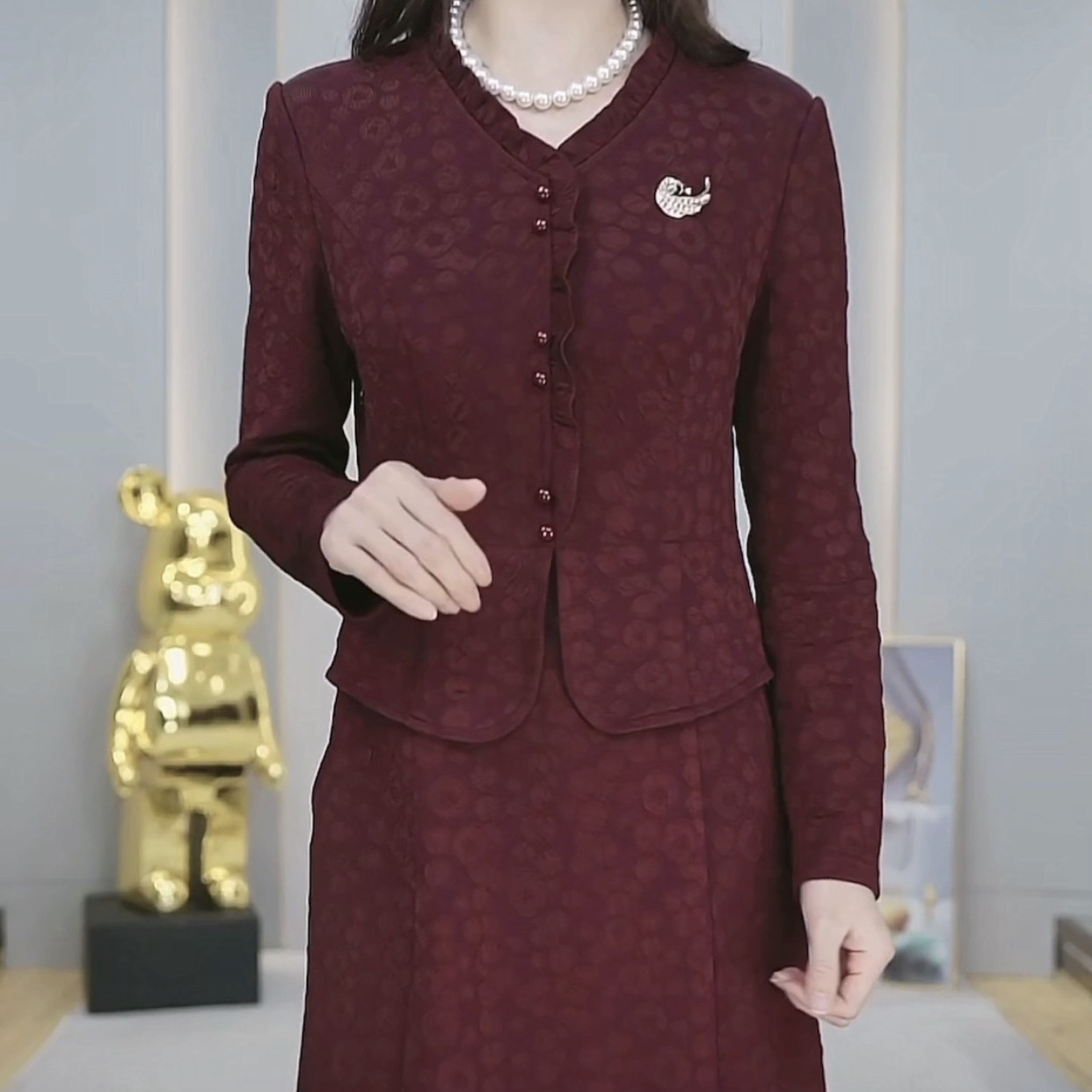 精紡萊卡連衣裙高級輕奢2023新款女裝春修身長袖洋氣婚宴禮服裙子
