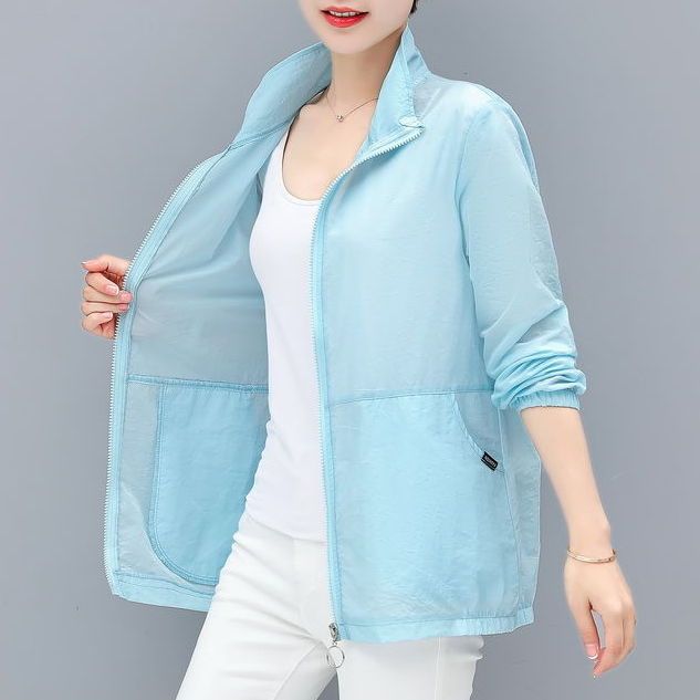 Sun protection clothing for women in summer, UV protection for middle-aged women, sun protection clothing for summer, loose mother's clothing, sun protection thin coat for women