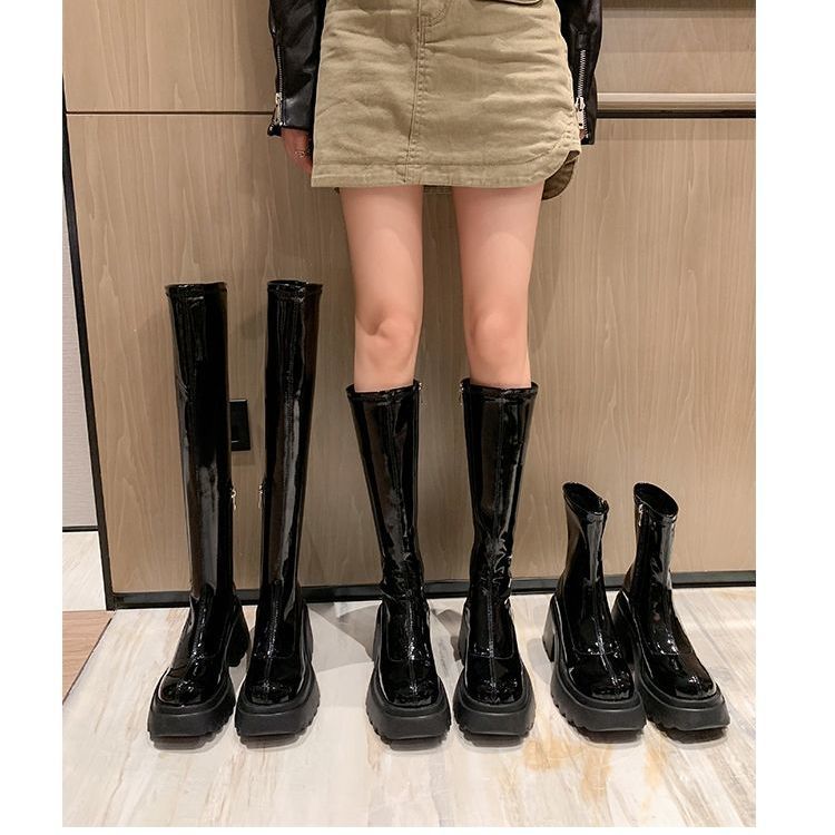 Small height-increasing elastic boots women's autumn and winter new platform thick-soled over-the-knee boots waterproof platform high-tube thin knight boots