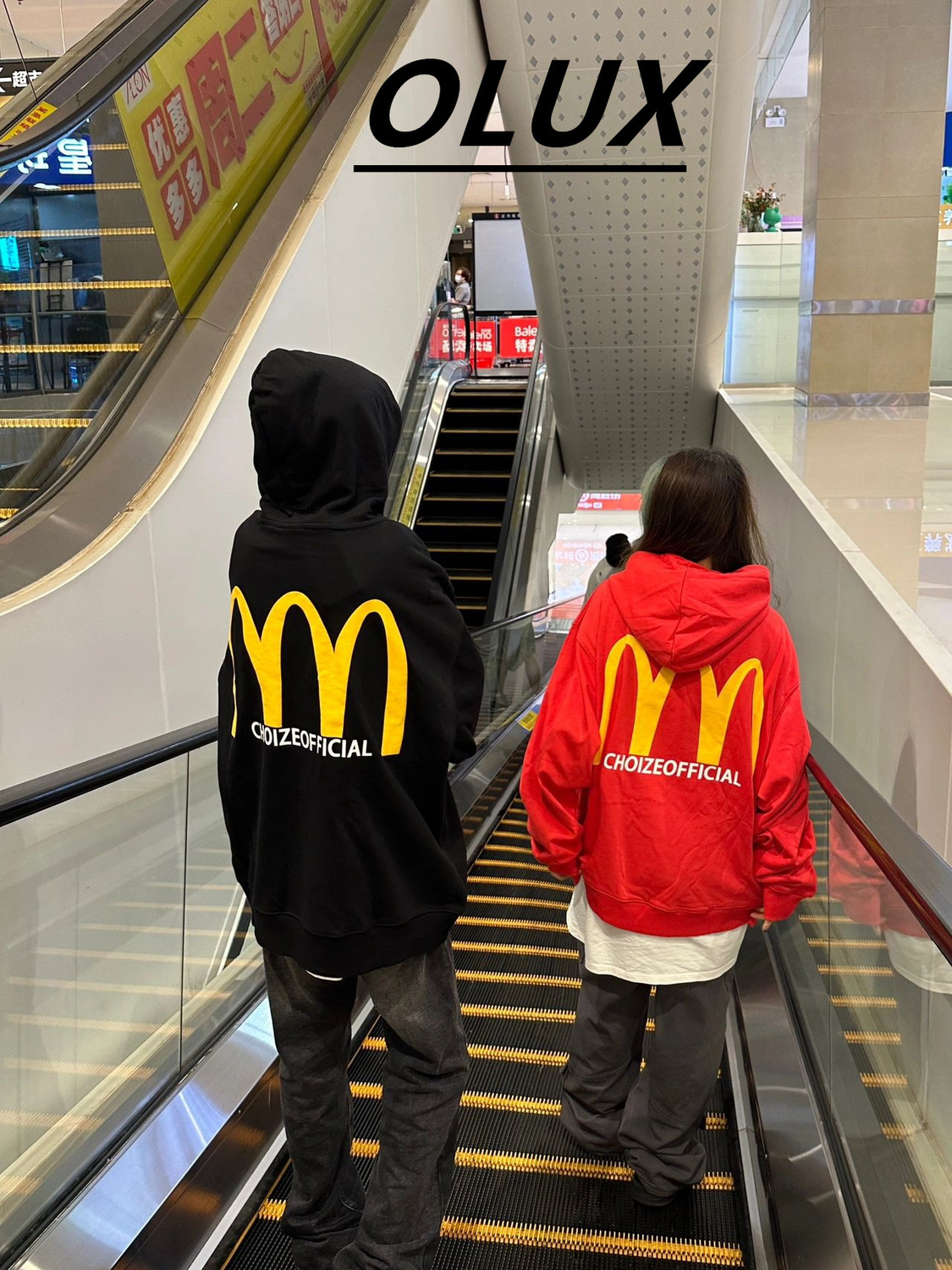 OLUX美式hiphop字母印花連帽衛衣女秋冬季設計感小眾套頭百搭上衣