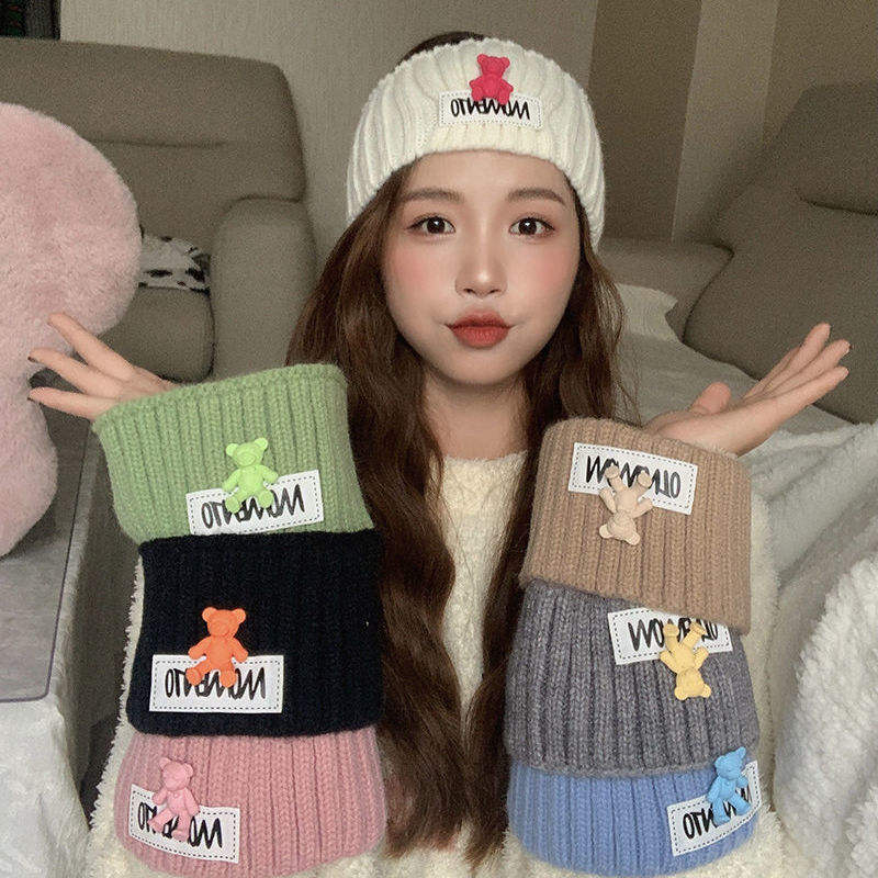 Patch bear wide-brimmed sports knitted headband elastic elastic headband daily wear Korean version of all-match hair accessories for women