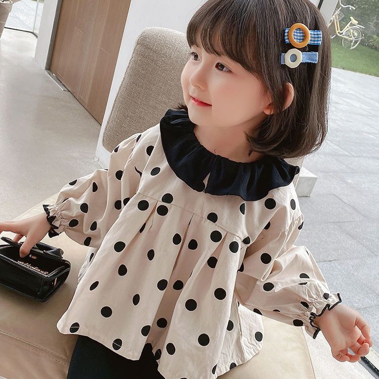 Girls' autumn dress shirt new children's dress girl's top children's foreign style Korean children's long sleeve shirt fashion