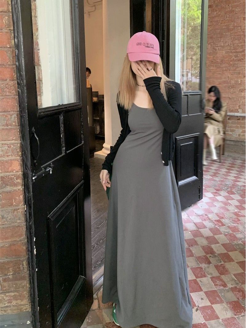 胖mm200斤大碼甜辣性感吊帶裙子女過膝長裙夏遮肉顯瘦a字裙連衣裙