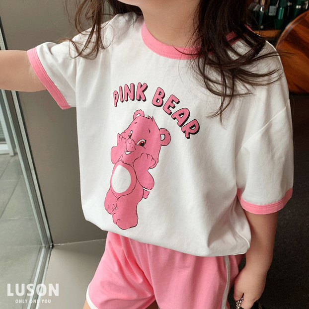 2021 new girls' suits, western-style summer clothes, short-sleeved summer children's pure cotton two-piece suits for children