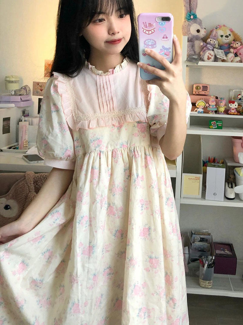 Floral dress female summer  new loose design sense niche temperament gentle wind fairy sweet skirt