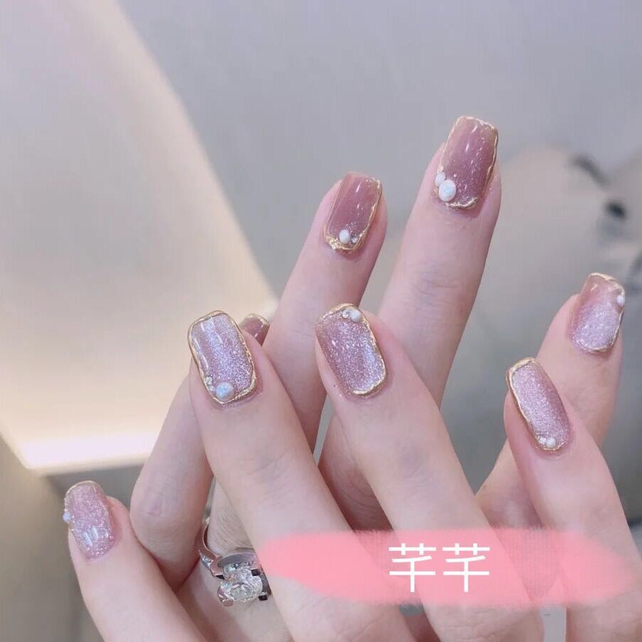 网红秋冬季气质流行短款美甲猫眼 磨砂 可拆卸穿戴式 假指甲贴片【3月
