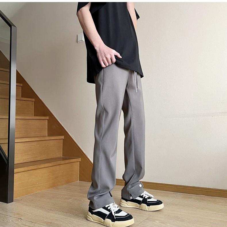 cleanfit美式高街纯黑色机能休闲裤男夏季薄款直筒宽松微喇叭西裤