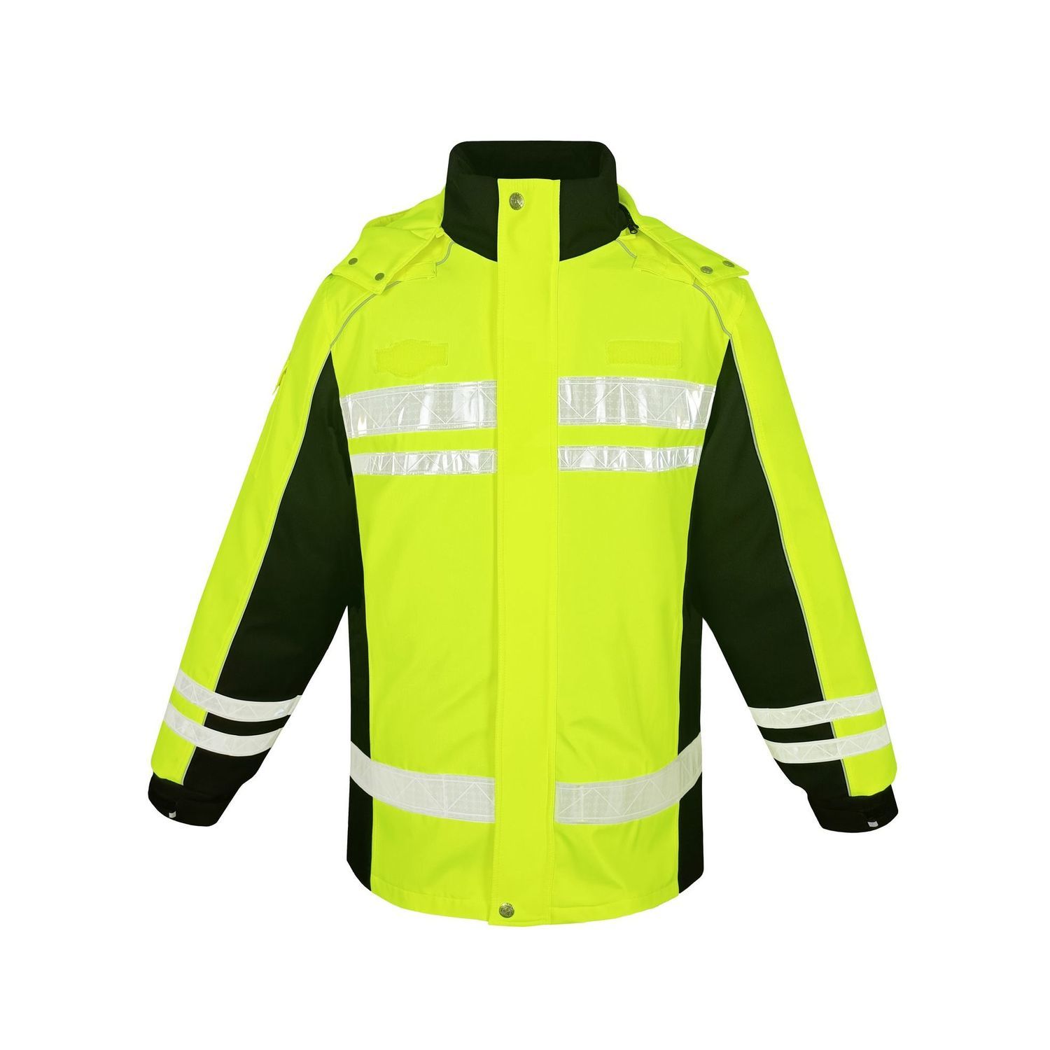 中长款反光执勤高可视荧光黄冬季反光工作服交通执勤防寒服骑行服