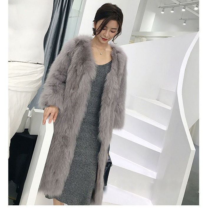 2020 new autumn and winter fur coat women's medium-length fox fur coat woven raccoon fur coat fur coat