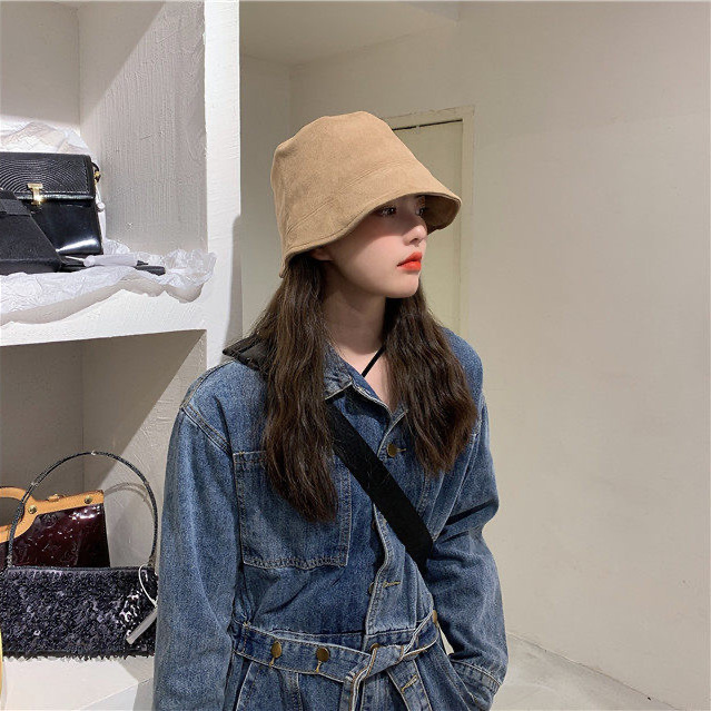 New all-match hat female Korean version student net red suede fisherman hat fashion foreign style bucket basin hat spring and summer