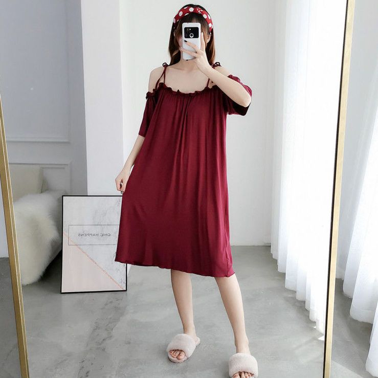 Summer fat mm2-300 catties off-the-shoulder nightdress women plus fat large size loose sexy Korean version thin suspender dress