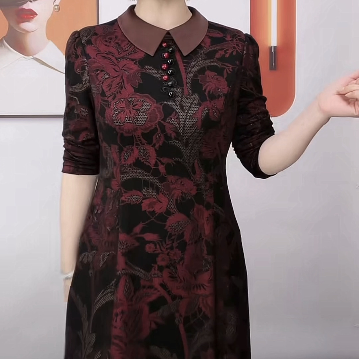 帛萊精紡改良版旗袍裙子2023新款女裝秋季洋氣高檔婚宴媽媽連衣裙