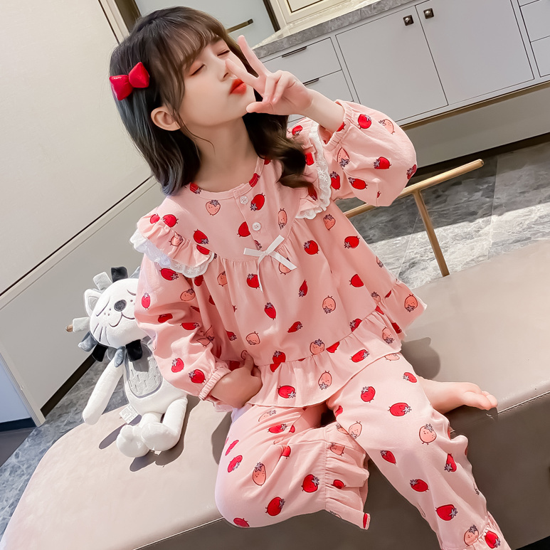 兒童睡衣秋季薄款套裝純棉女童春秋長袖中大童公主小孩寶寶家居服