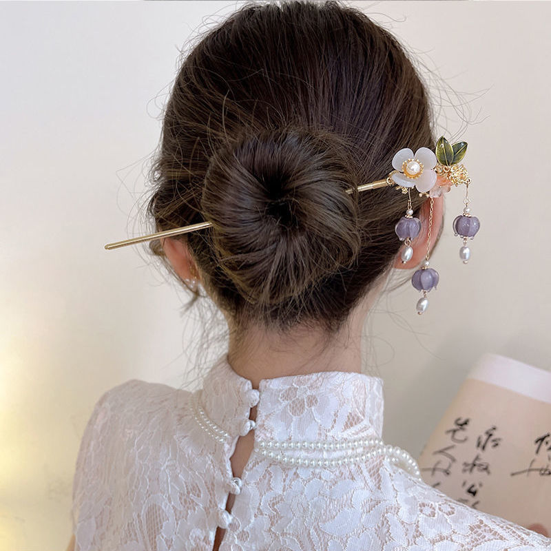 琉璃花箋~高級感氣質髮簪古風丸子頭盤發頭飾女流蘇簪子漢服配飾