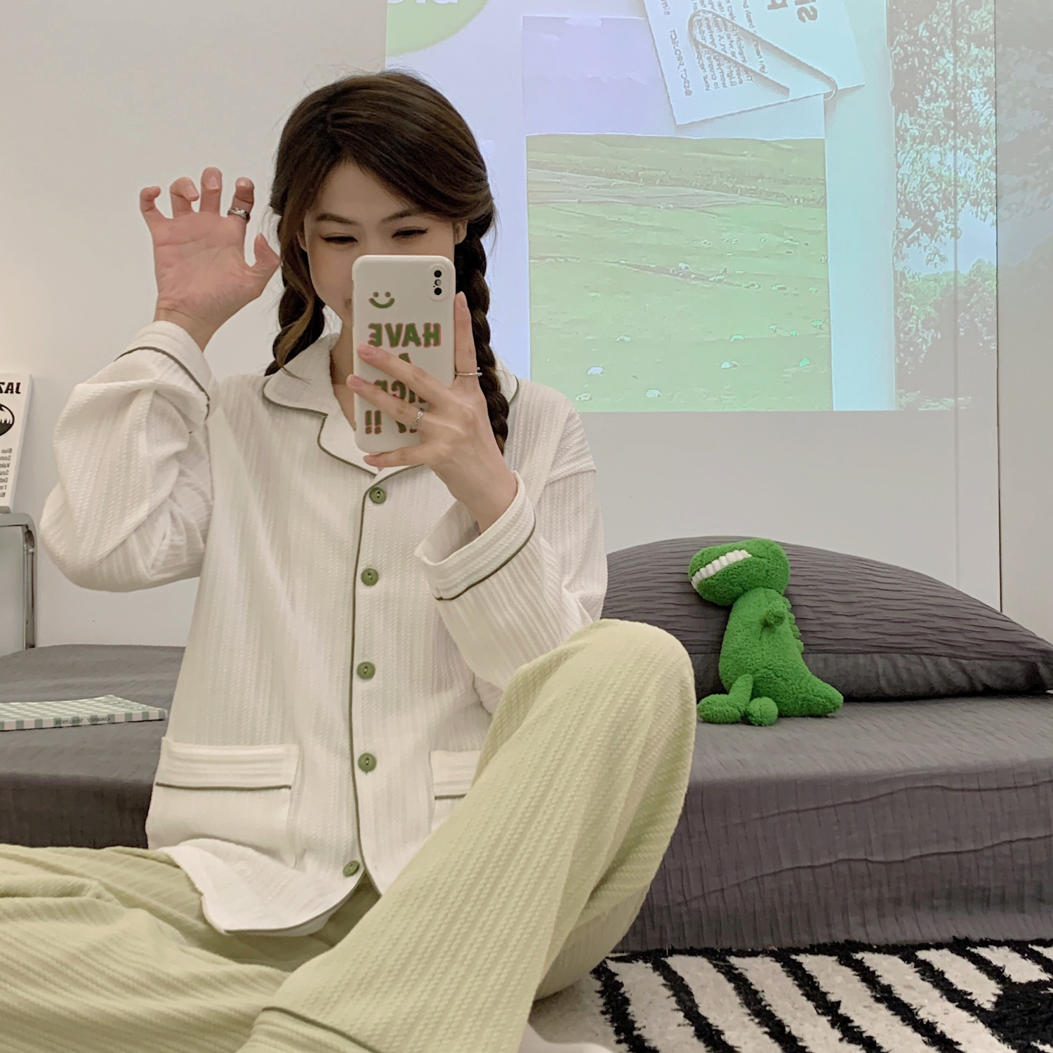 睡衣女春秋款純棉可外穿2023新款清新少女家居服可愛冬季長袖套裝
