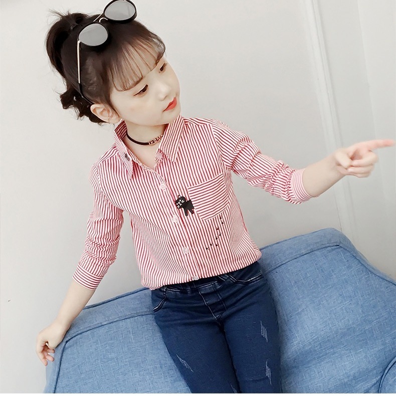 Children's wear girl's Striped Shirt Long Sleeve Top autumn 2020 new children's spring and autumn shirt girl's clothes