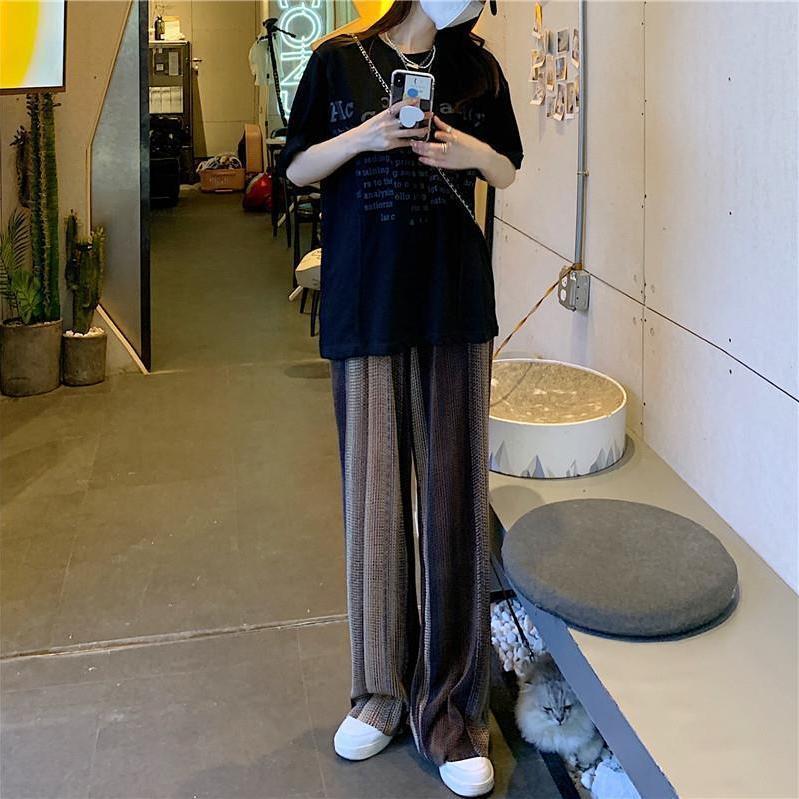 Spring and autumn large size straight casual pants for fat women, loose and slim, summer thin design, chic floor-length trousers
