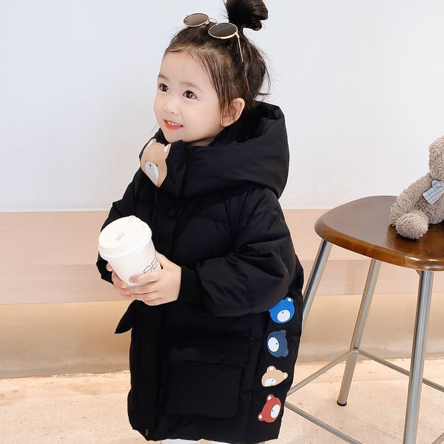 女童羽絨服中長款2022冬裝新款韓版寶寶兒童加厚洋氣小童防風外套