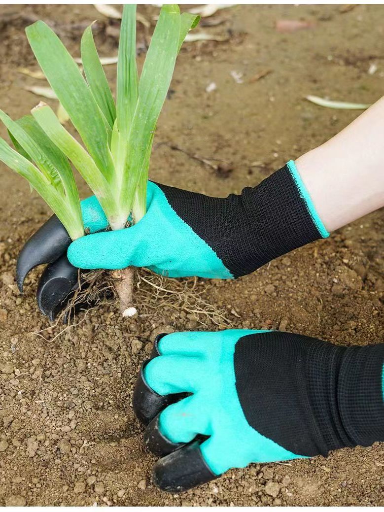 【挖土手套】园林种植挖土带爪手套防刺透气防磨盆栽养花防护拔草