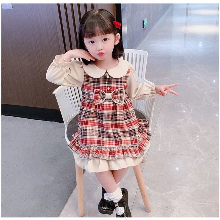 女寶寶2023新款裙子公主裙女童兒童春秋季新款女童連衣裙小童超萌