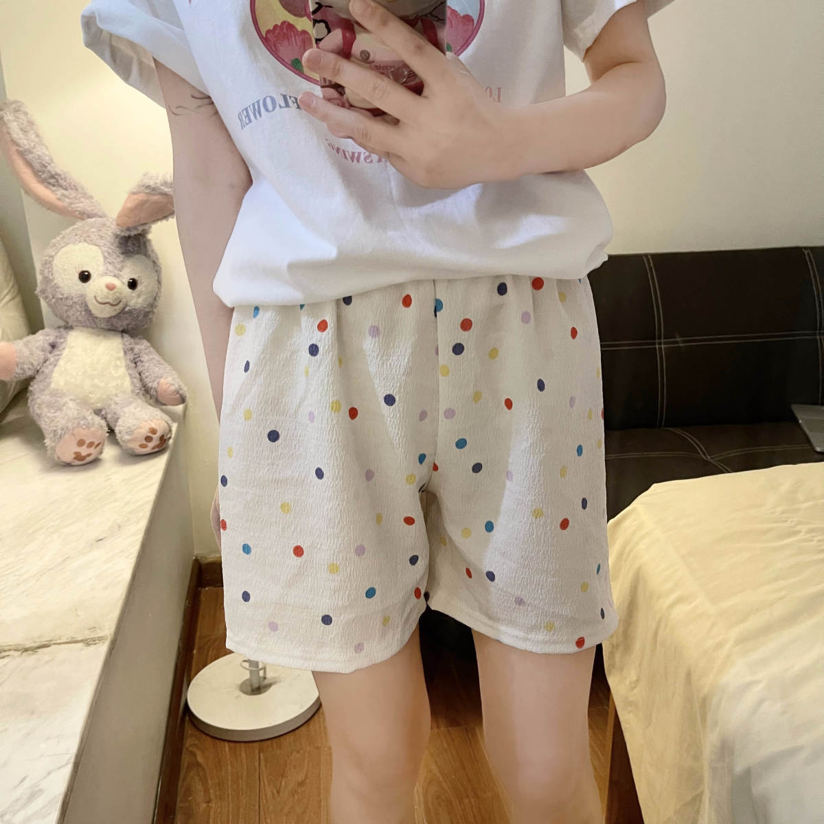 Baby cotton pajama pants short anti-mosquito pants loose thin section home pants net red ins style cartoon casual walking pants