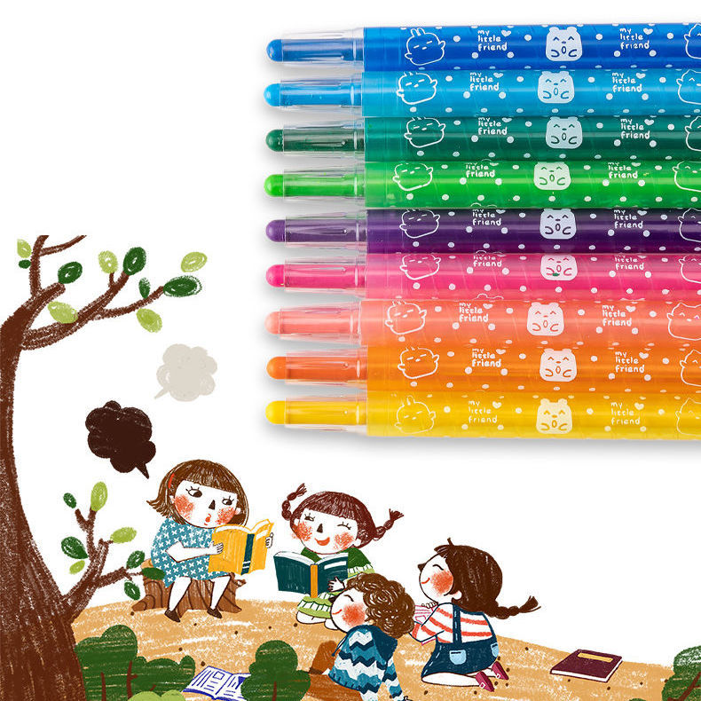 【不脏手的旋转蜡笔】蜡笔不脏手无毒幼儿园盒装24色36色画画套装