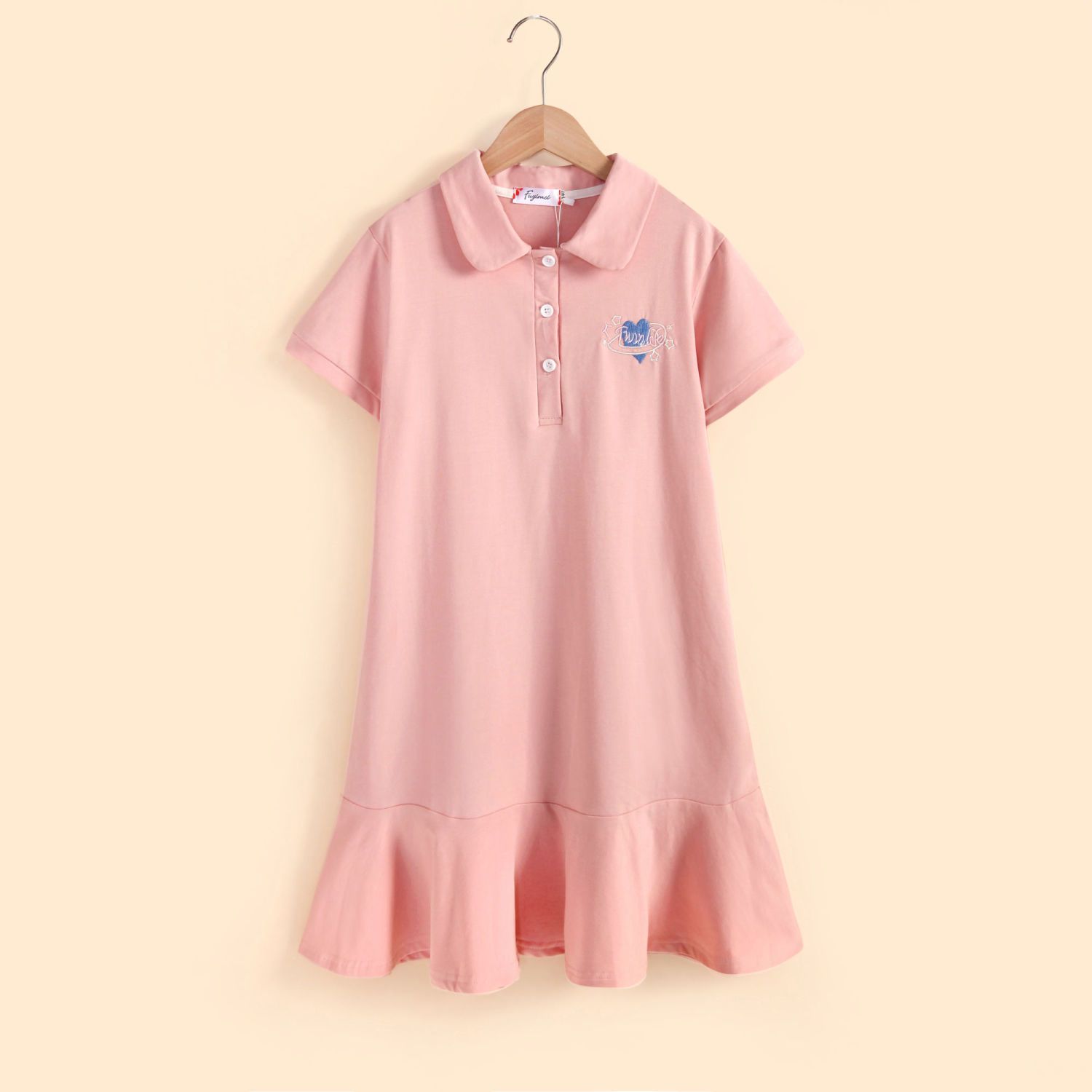Girls polo skirt summer new children's polo dress drape foreign style middle and big children's student clothing