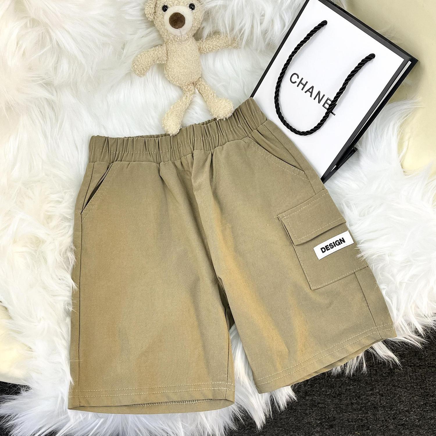 Children's suit boys summer short-sleeved lapel shirt  baby boy Korean style college style cute embroidered T-shirt shorts