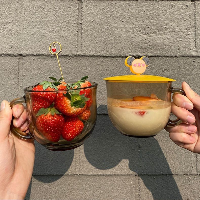 食品级卡通硅胶杯盖马克杯盖子玻璃杯盖通用万能圆形卡通杯盖11cm