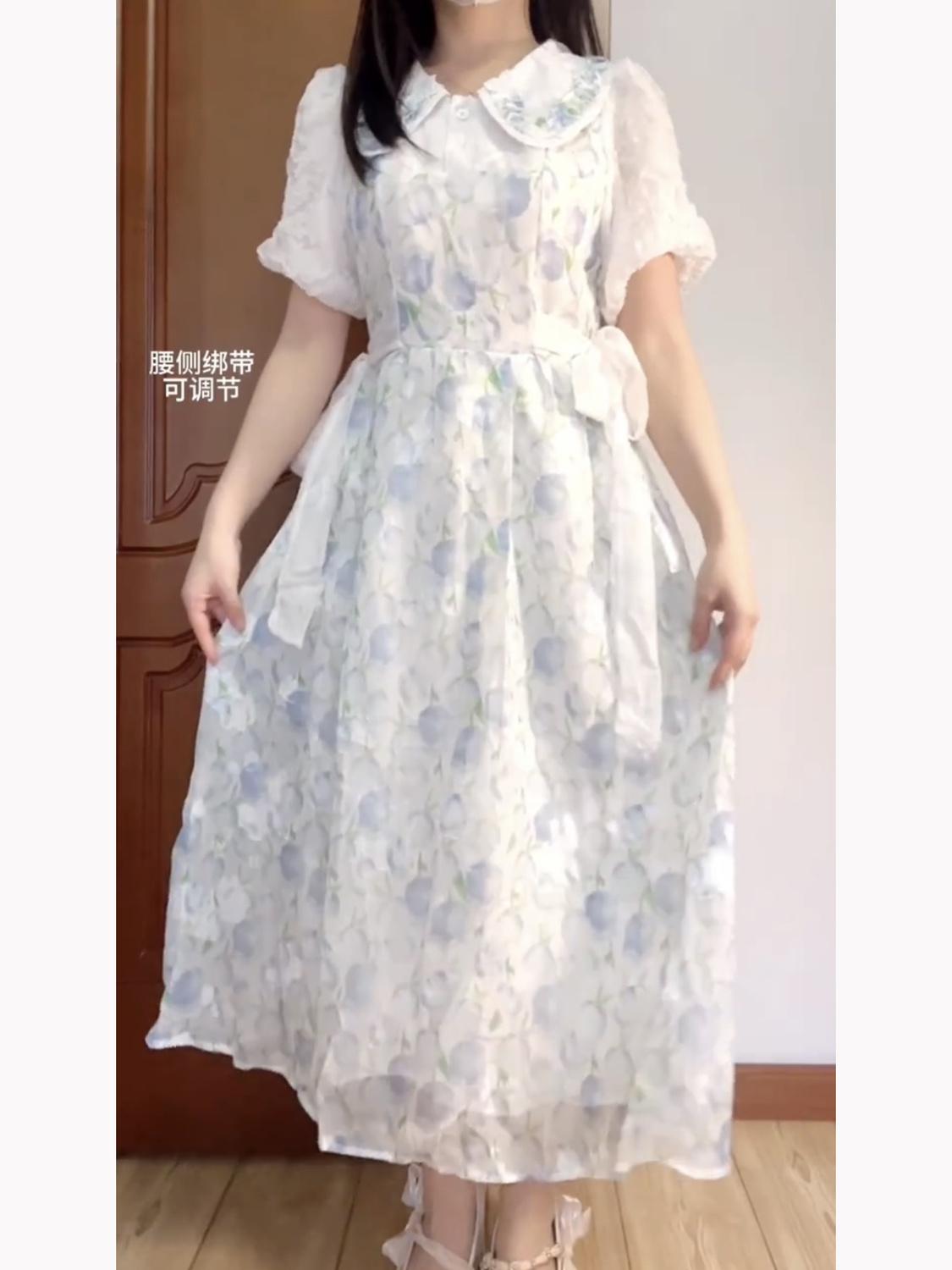 College style fake two-piece splicing doll collar floral dress female students Korean version of age-reducing and thin first love A-line skirt