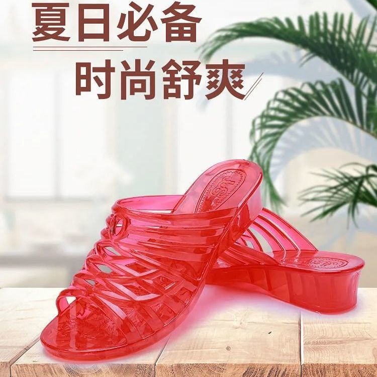 水晶拖鞋女凉拖鞋夏天透明防臭高跟浴室家居防滑凉拖鞋外穿拖鞋女 图片 10