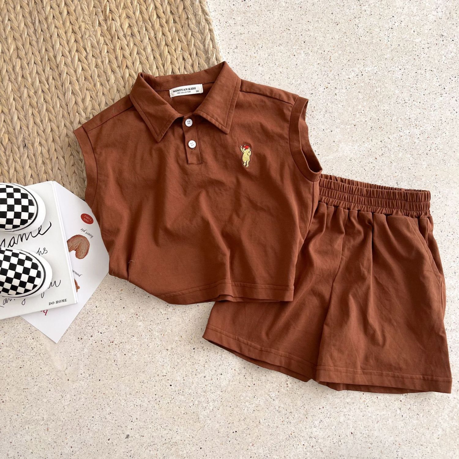 Baby summer clothes boys and girls pure cotton polo shirt short-sleeved shorts two-piece set children's sleeveless suit thin section trendy