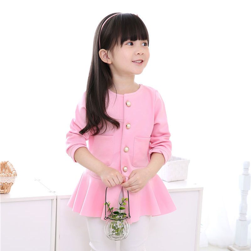 Girls spring and Autumn New Korean style coat 100 fold casual foreign style long sleeve Wei dress