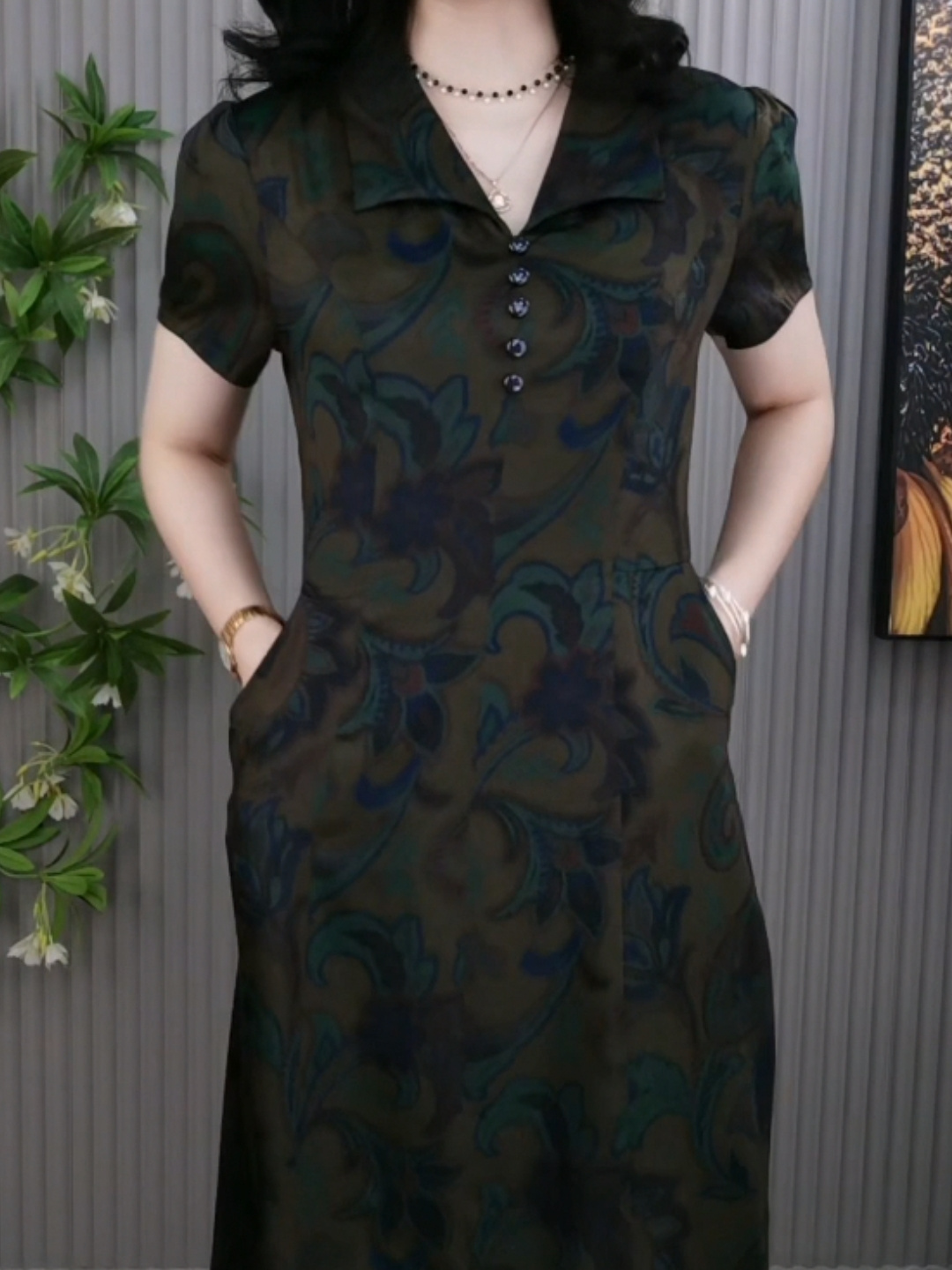 Suzhou satin improved cheongsam dress 2023 new summer women's dress dignified atmosphere thin high-end skirt