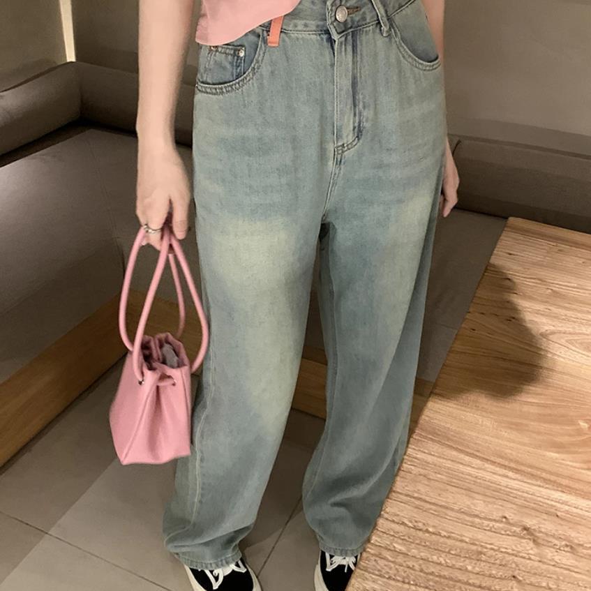 闊腿牛仔褲女夏季薄款2023新款ins小個子寬鬆高腰窄版直筒褲子女