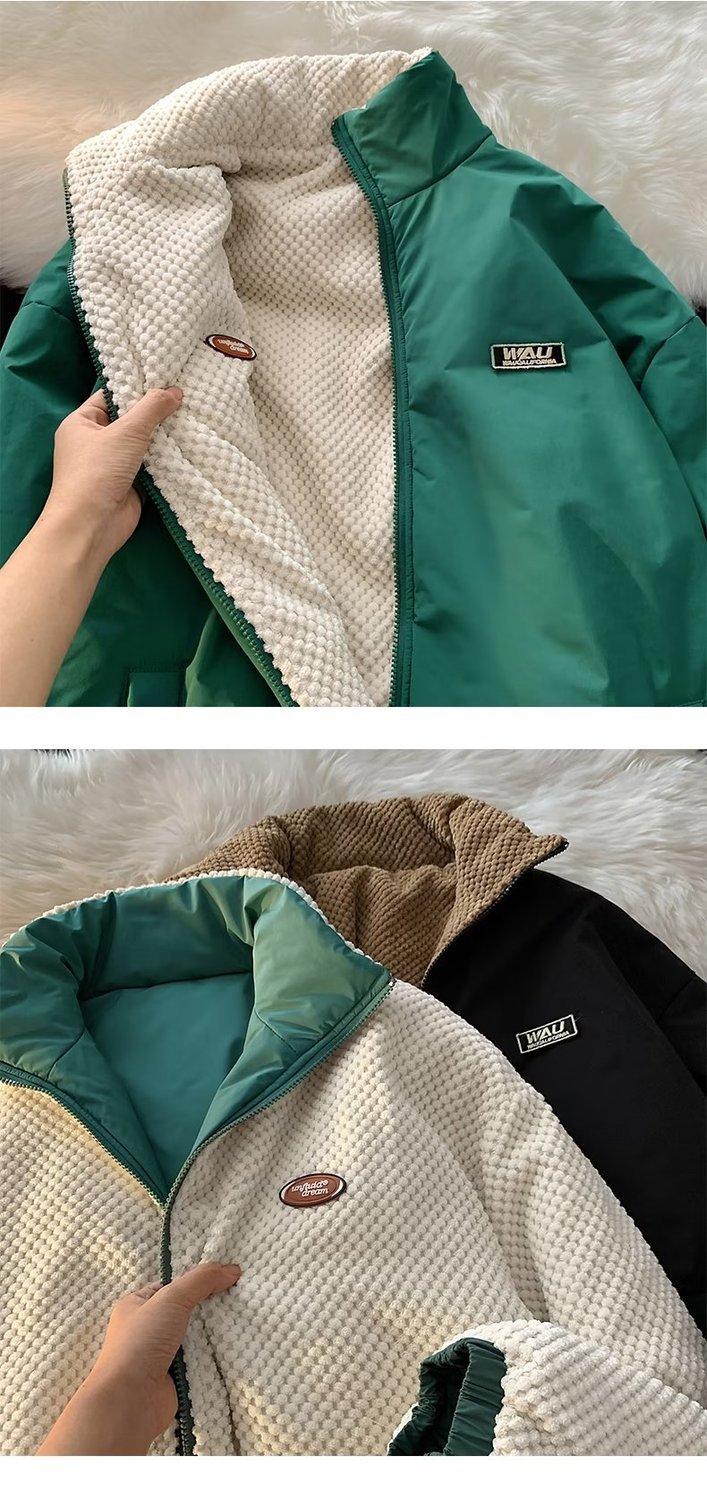 Wearing both sides of winter men's thickened insulation, standing collar, ethnic style cotton jacket,_voghion.com