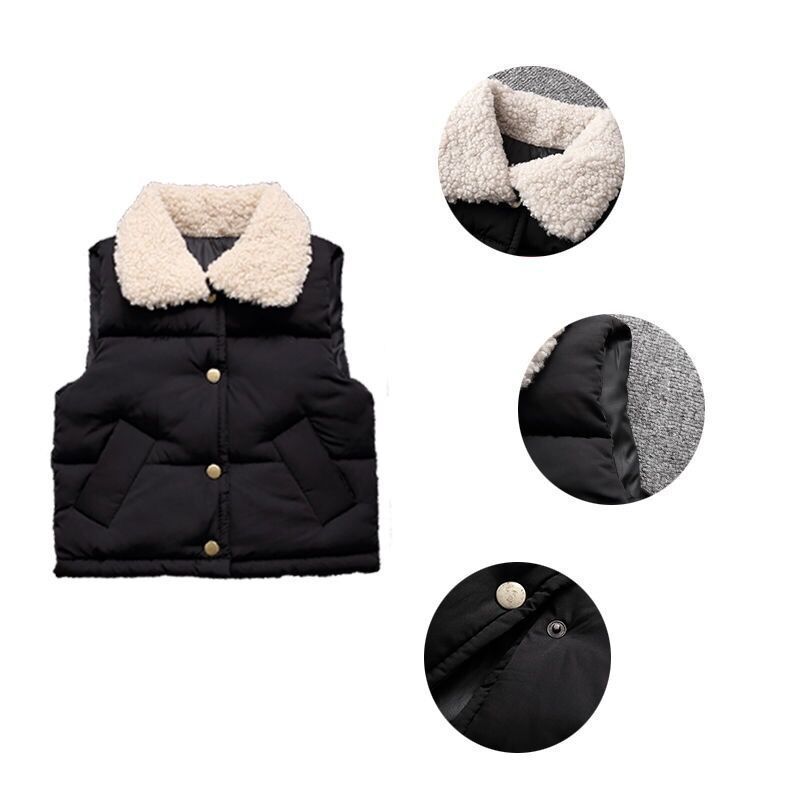 Boys and girls thickened velvet vest shoulder autumn and winter clothing for big children children's clothing 2022 new Korean version of the little boy's vest