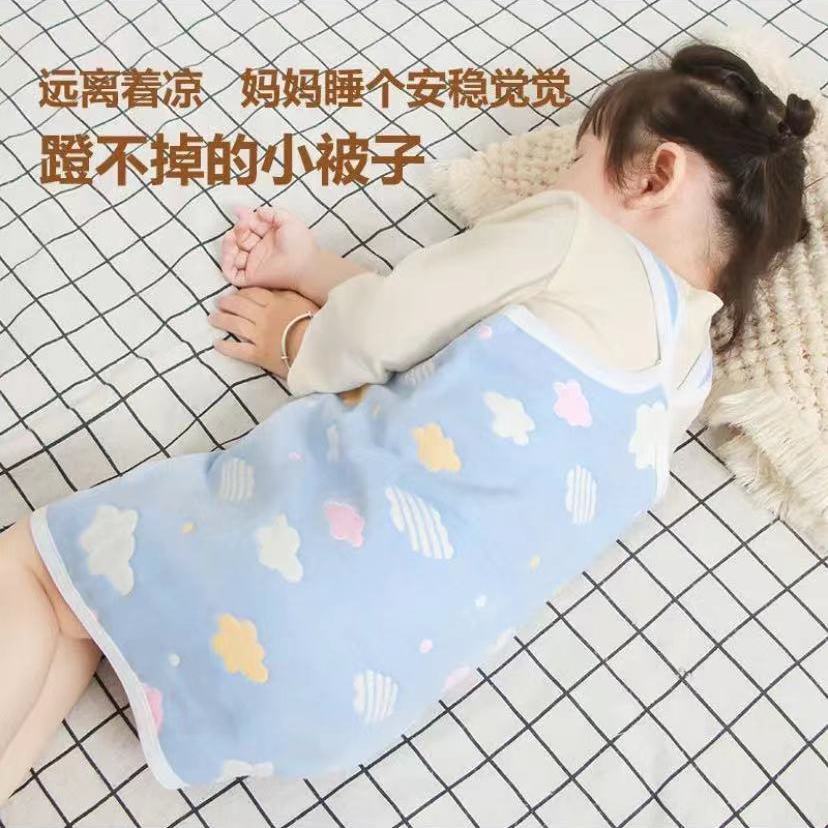 婴儿睡袋夏季薄款09宝宝儿童春秋纯棉纱布连体睡衣防踢被四季通用