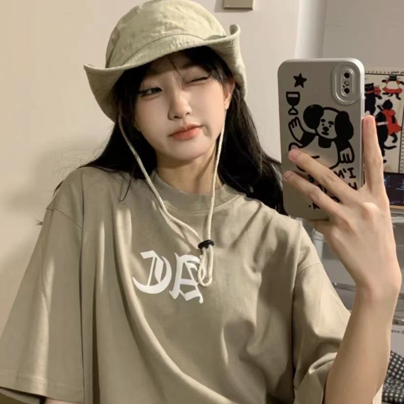 Heavy cotton chock national tide design ac bubble print simple short-sleeved men's and women's summer loose round neck casual t-shirt