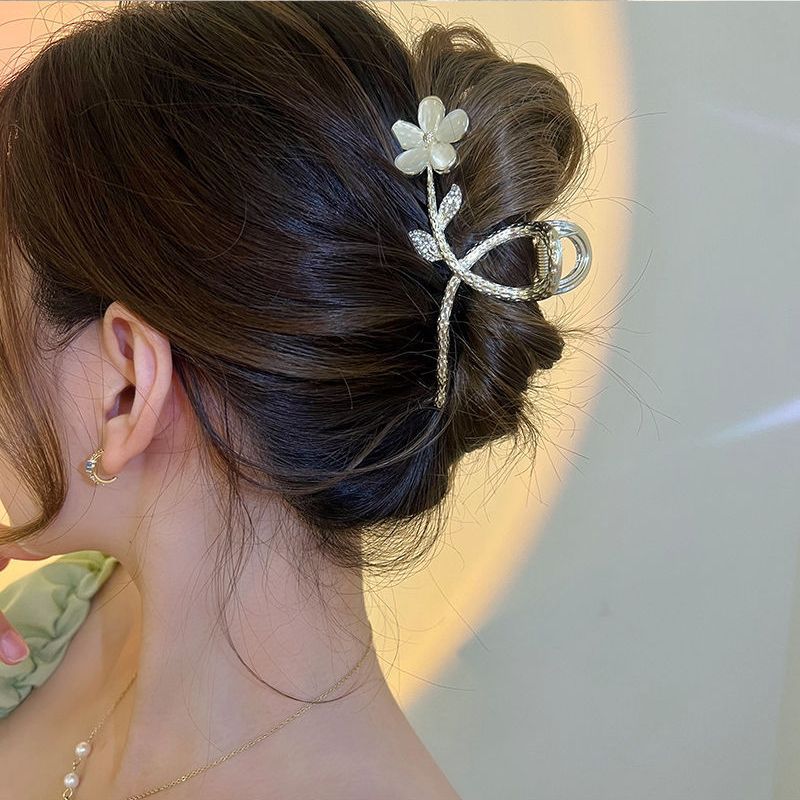 Fairy Peach Blossom Exquisite Hair Clip for Women's Back of Head Summer Clip Large High-end Shark Clip 2022 New High-End